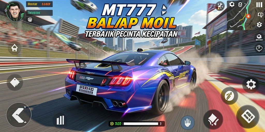 Tampilan gameplay MT777 yang mendebarkan saat balapan mobil.