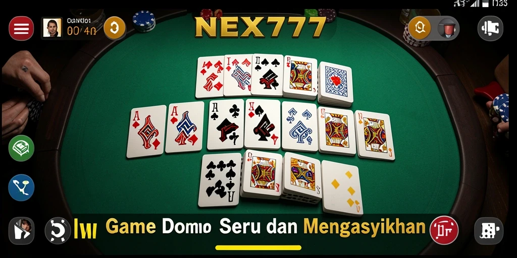 Tampilan gameplay seru dari NEX777 yang menampilkan aksi domino.