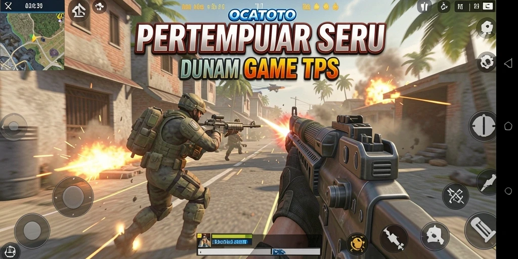Tampilan screenshot OCATOTO menunjukkan aksi tempur yang mendebarkan dalam TPS.